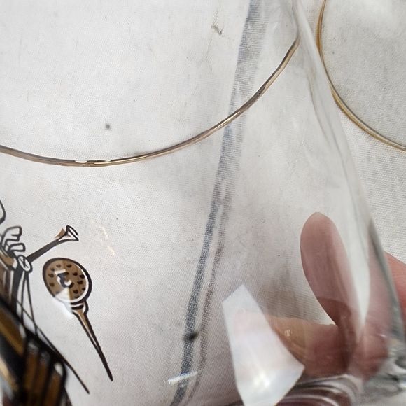 Vintage 60s Dominion Barware 19th Hole Golf Highball Glasses Set of 4 Gold  Gild - Picture 10 of 11